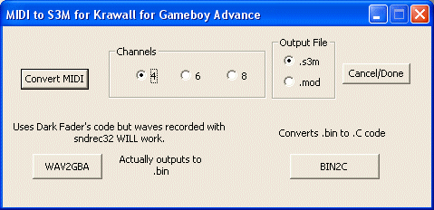 A MIDI to .s3m or .mod for Gameboy Advance developers.